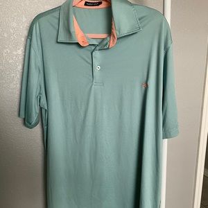Southern Marsh - Blue & Coral Striped Polo Shirt